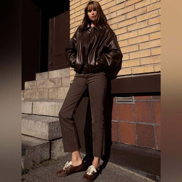 Zara Denim - ZARA Brown Straight Leg Jeans High Rise Cotton US 2 EUR 34